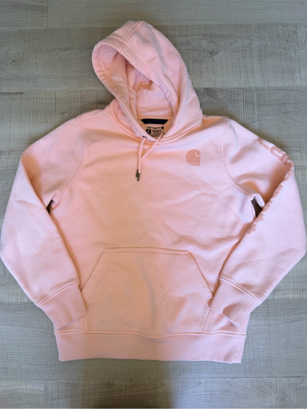 Carhartt Women’s Relaxed Fit Midweight Sleeve Graphic Hoodie Pink Size M 8-10